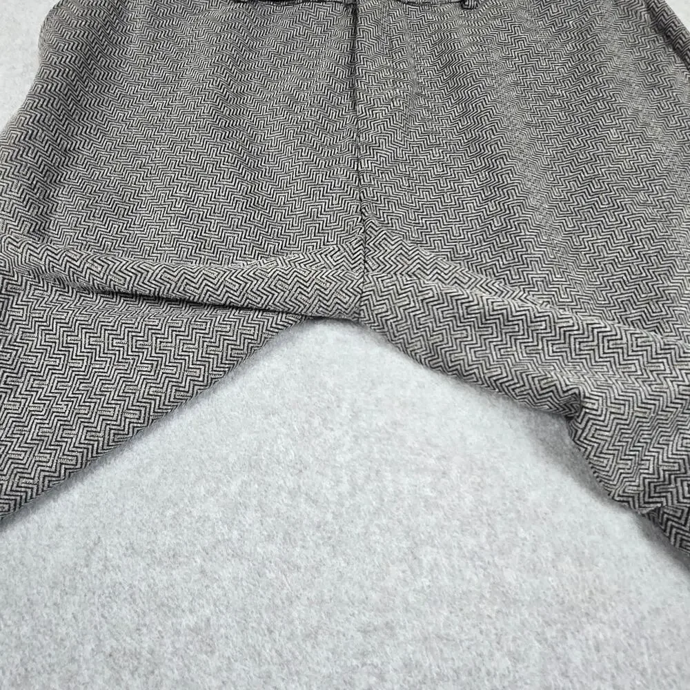 Mauvais 38 Louvre Gray Flat Front Shorts Logo Waistband Geometric Print Pattern